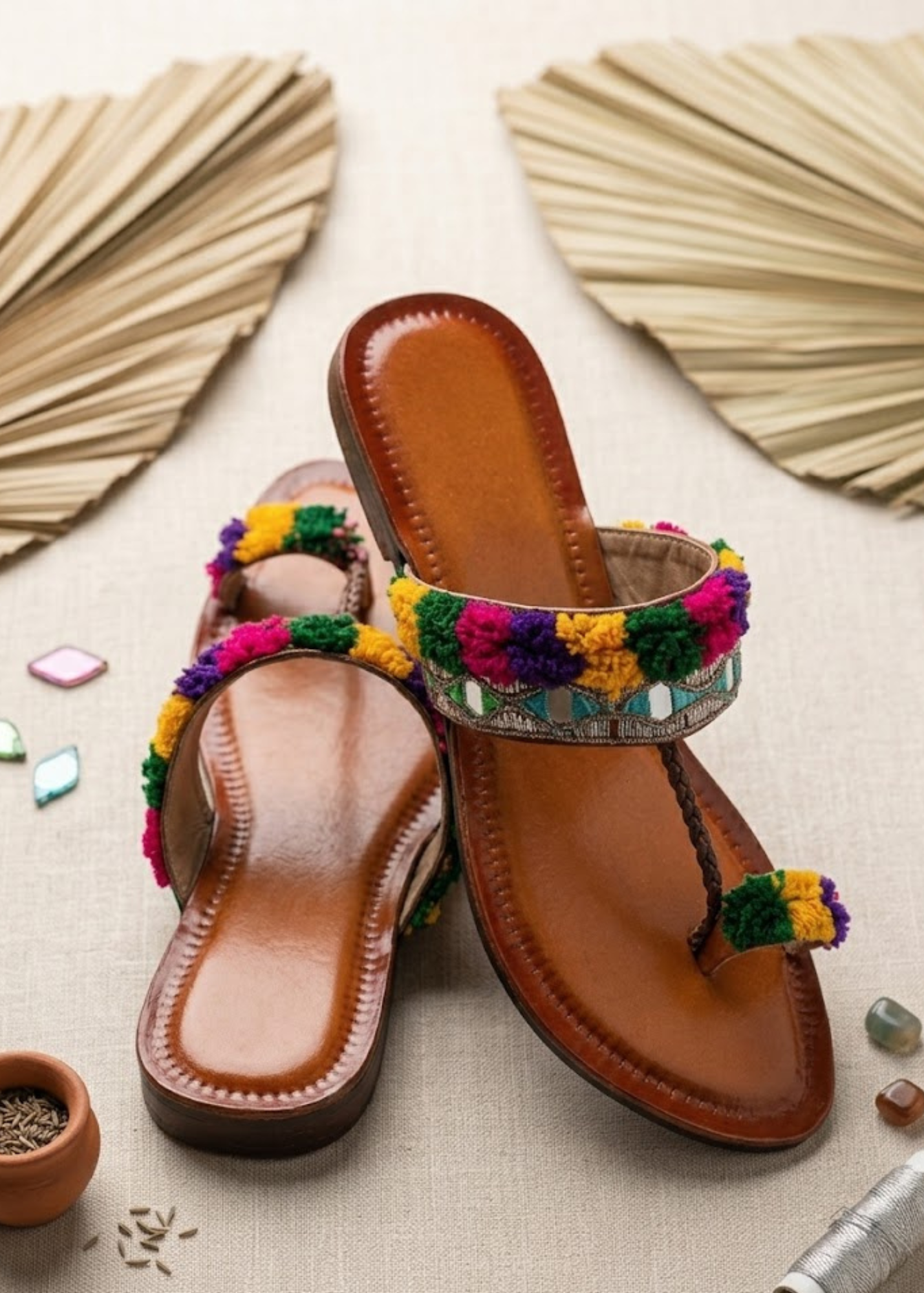 Ladies Ethnic Embroidered Kolhapuri Footwear Online in KSA Riyadh Saudi Arabia Oman Bahrain Qatar
