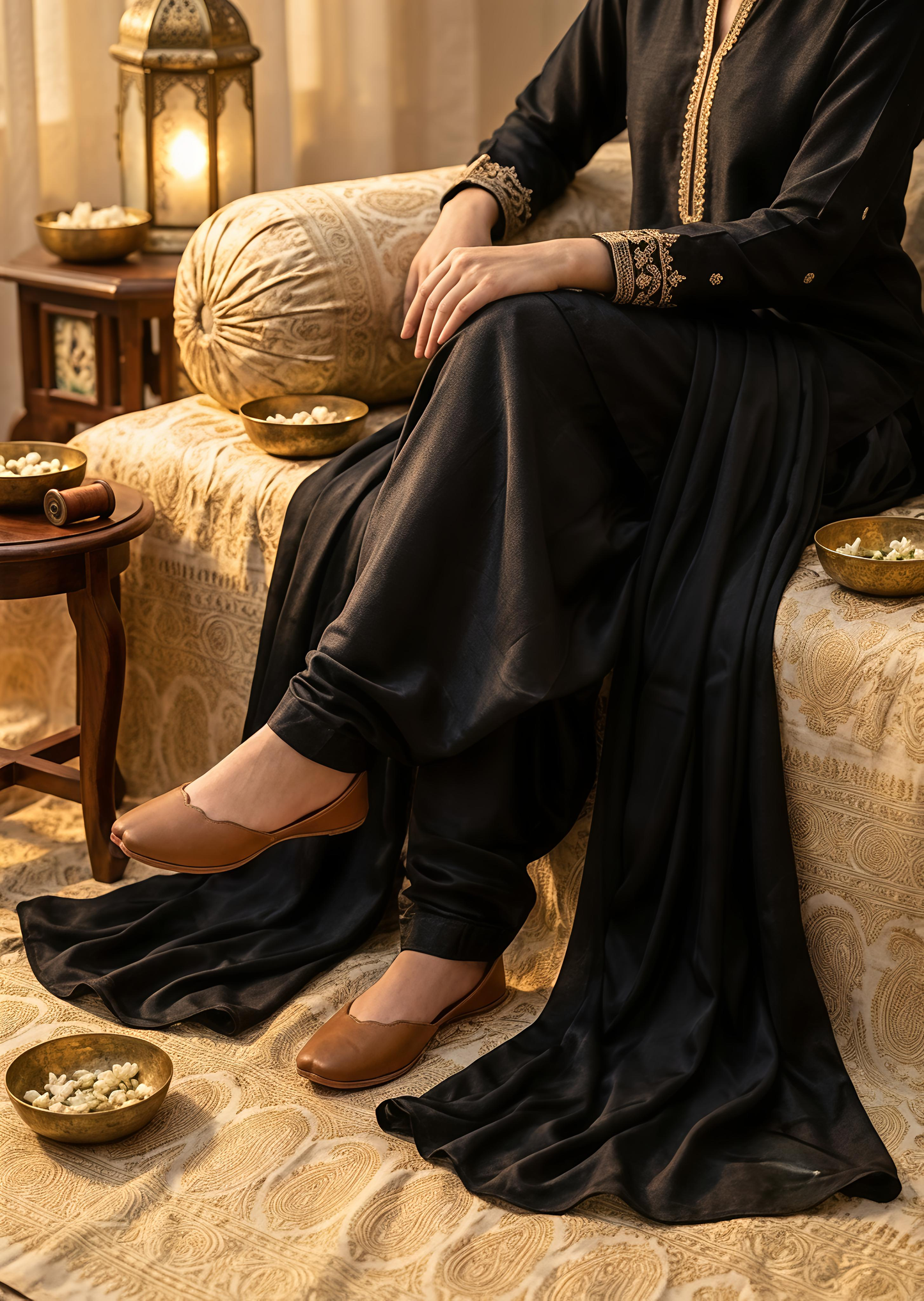 Ladies Ethnic Leather Khussa Online in KSA Riyadh Saudi Arabia Oman Bahrain Qatar