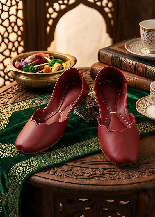 Ladies Ethnic Maroon Mojari Online in KSA Riyadh Saudi Arabia Oman Bahrain Qatar