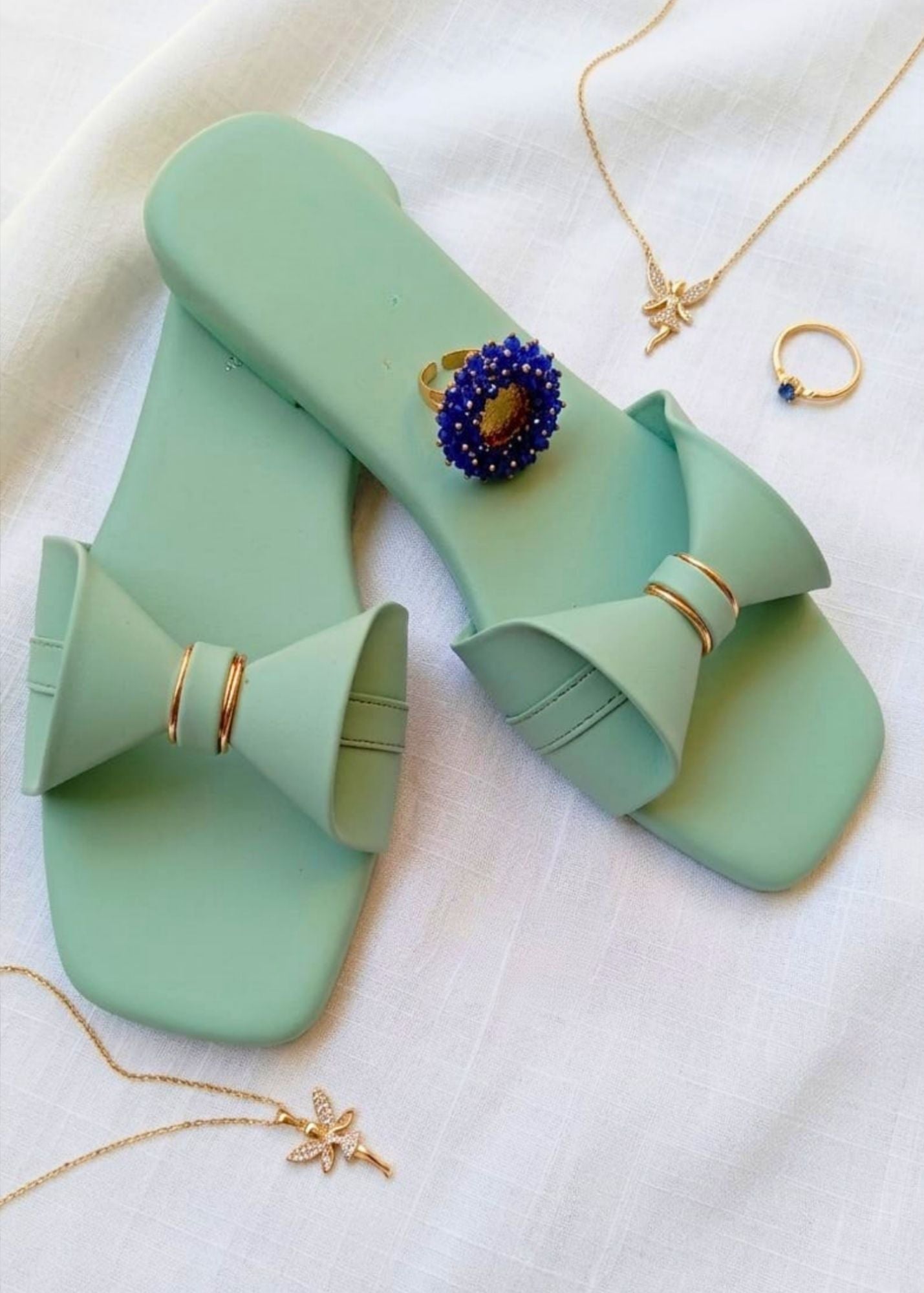 Ladies Ethnic Mint Green Jutti Style Flats Online in KSA Riyadh Saudi Arabia Oman Bahrain Qatar
