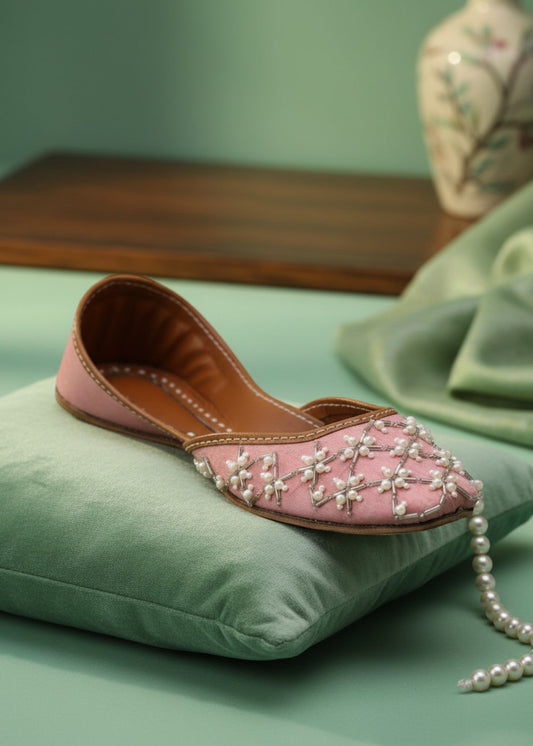 Ladies Ethnic Shoes Cherry Blossom Pink Khussa Online in KSA Riyadh Saudi Arabia Oman Bahrain Qatar
