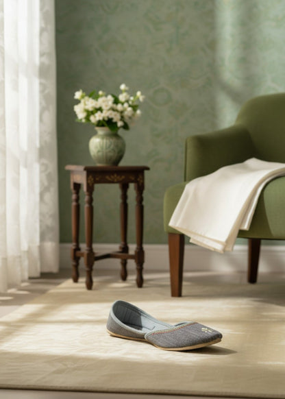 Ladies Ethnic Shoes Dark Grey Khussa Online in KSA Riyadh Saudi Arabia Oman Bahrain Qatar