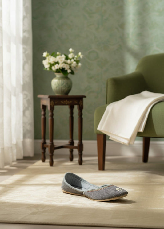 Ladies Ethnic Shoes Dark Grey Khussa Online in KSA Riyadh Saudi Arabia Oman Bahrain Qatar