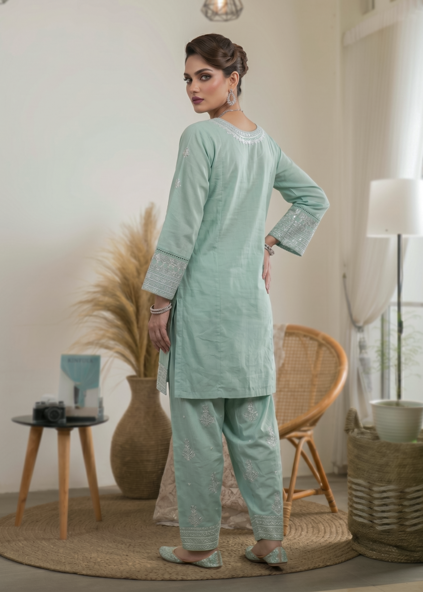 Ladies Festive Embroidered Cotton Salwar Kameez Online in UK USA Canada