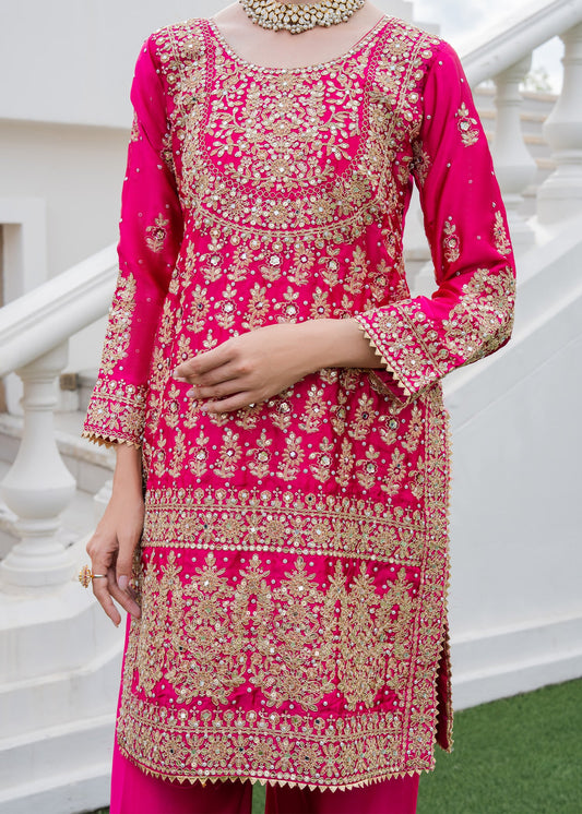 Ladies Festive Fuchsia Charmuse Shalwar Kameez Online in UK USA Canada
