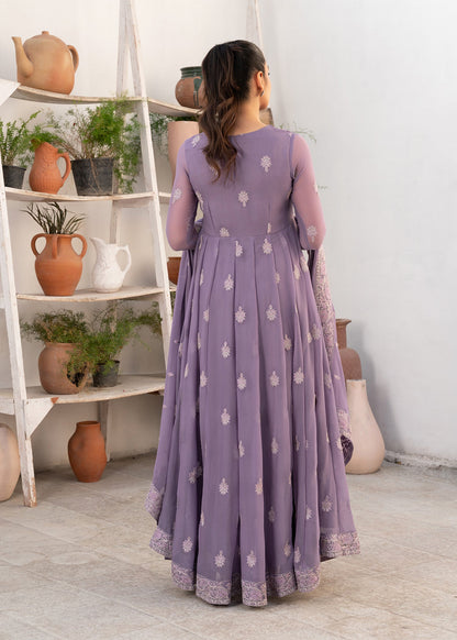 Ladies Festive Purple Chiffon Adda Work Suit Online in UK USA Canada