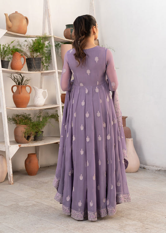 Ladies Festive Purple Chiffon Adda Work Suit Online in UK USA Canada