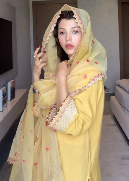 Ladies Festive Raw Silk Farshi Shalwar with Organza Dupatta Online in Dubai UAE Abudhabi Ajman Sharjah