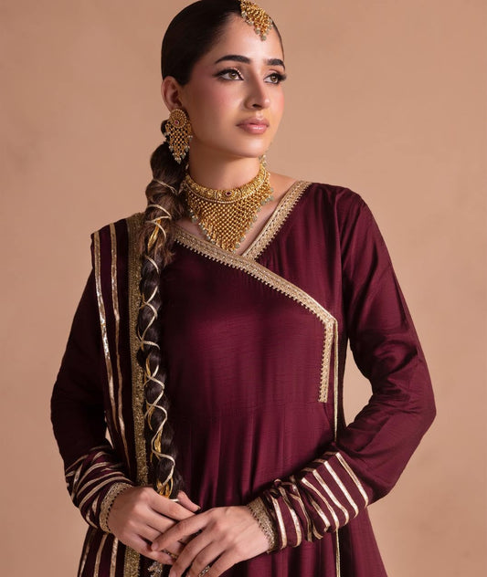 Ladies Festive Silk Maxi and Trouser Ensemble Online in UK USA Canada