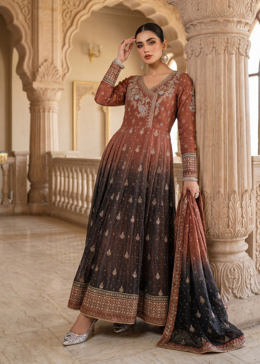 Ladies Festive Wear Chiffon Maxi with Raw Silk Trouser Online in UK USA Canada