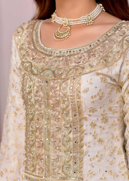 Ladies Festive Wear Off-White Chiffon Shalwar Kameez Online in UK USA Canada