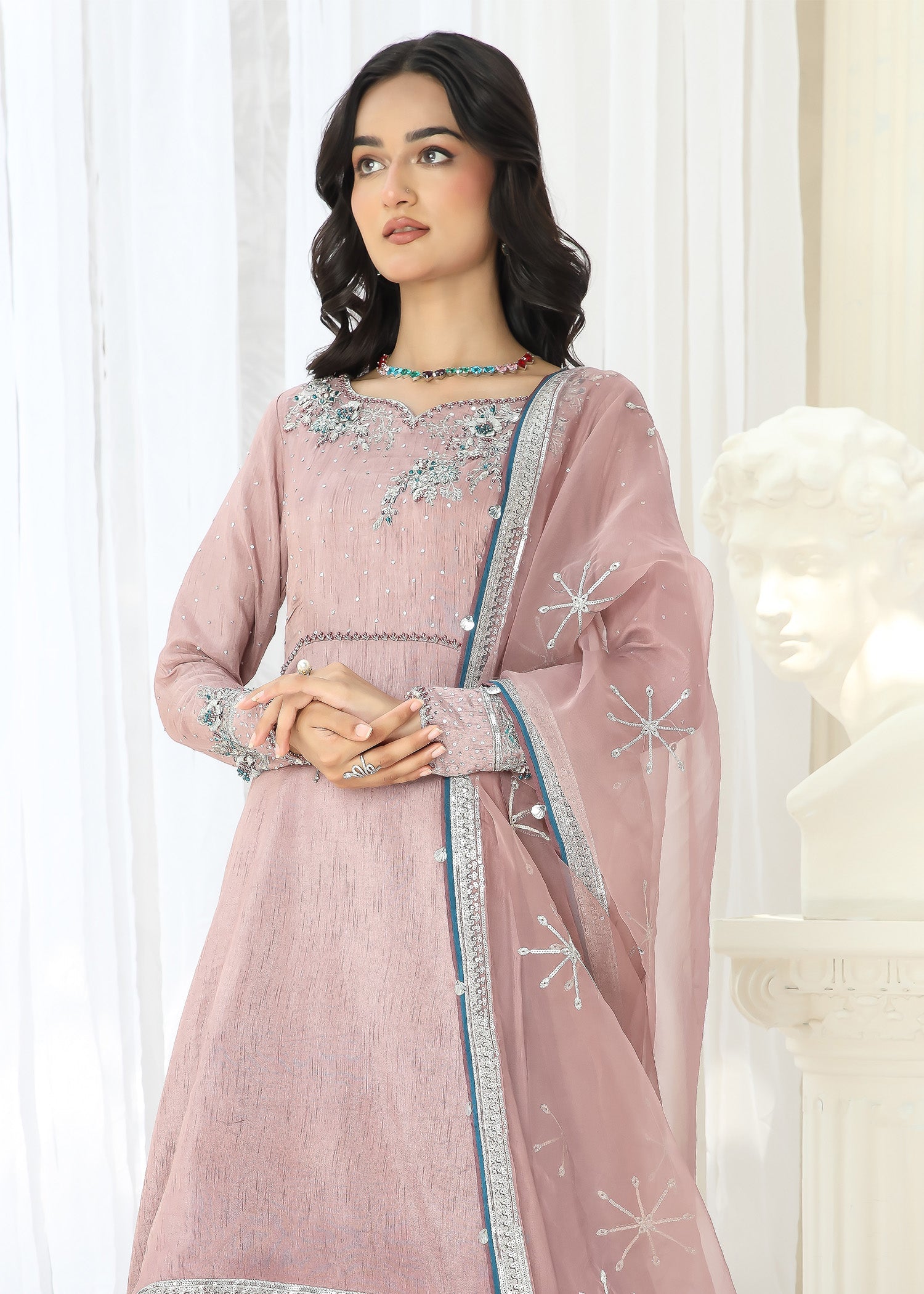 Ladies Festive Wear Raw Silk Pishwas Suit Online in UK USA Canada