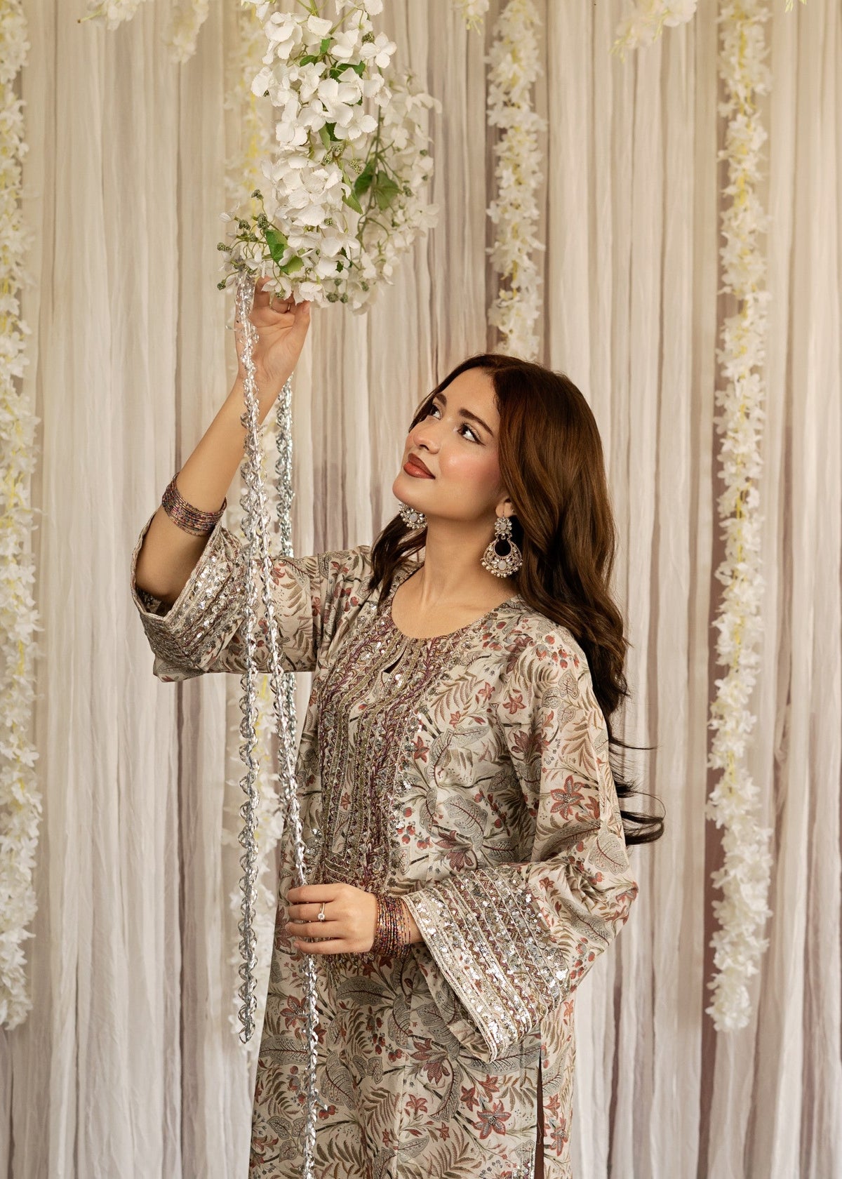 Ladies Floral Print Lawn Kurta Trouser Online in KSA Riyadh Saudi Arabia Oman Bahrain Qatar