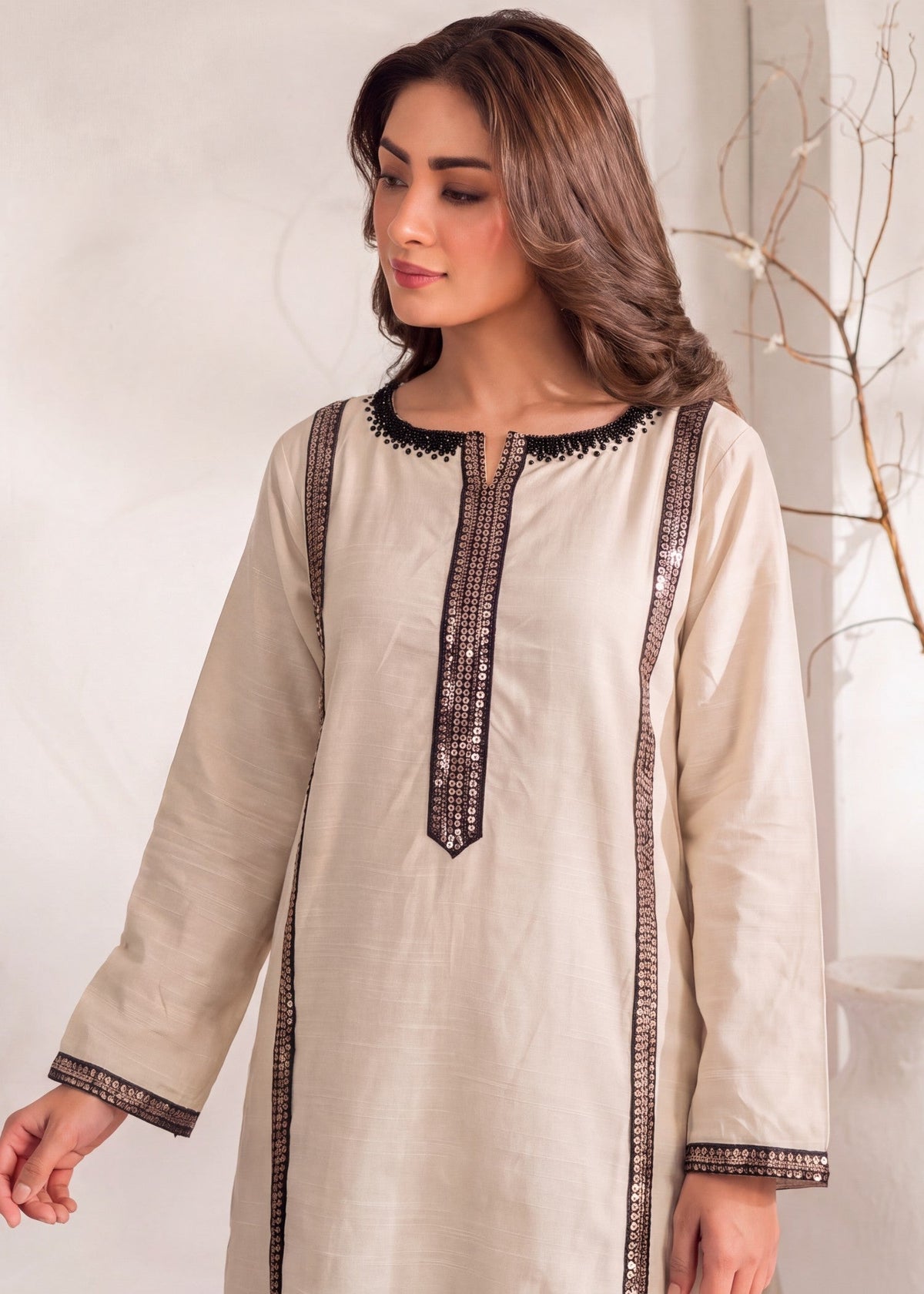 Ladies Floral White Winter Kaftan Online in UK USA Canada