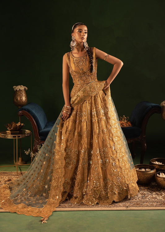 Ladies Gold Embellished Net Shalwar Kameez Online in UK USA Canada