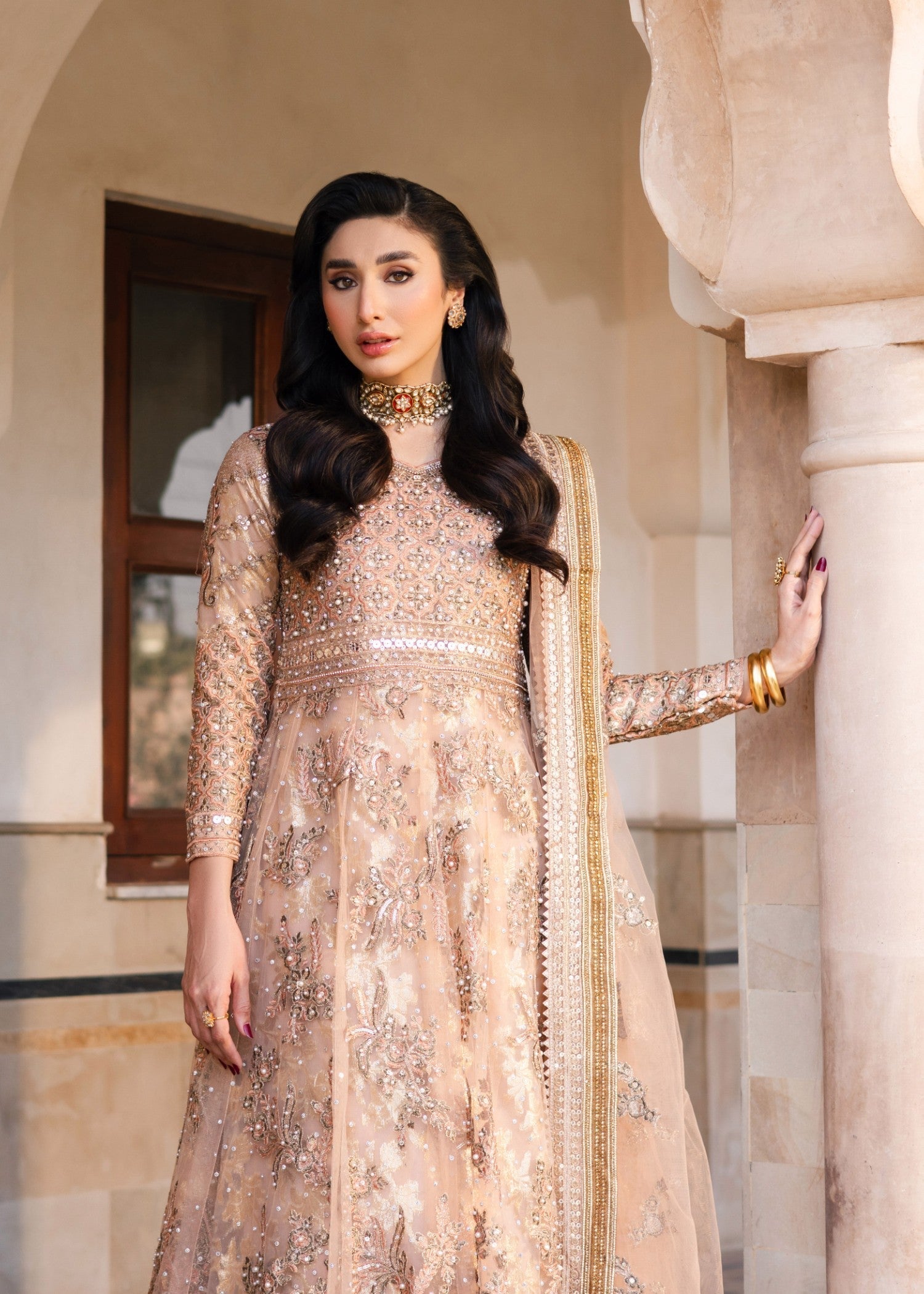 Ladies Gold Embellished Net Shalwar Kameez Online in UK USA Canada