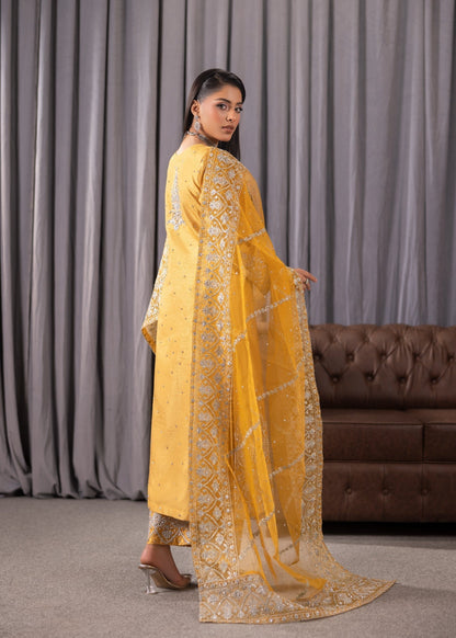 Ladies Gold Embroidered Raw Silk Suit Online in UK USA Canada
