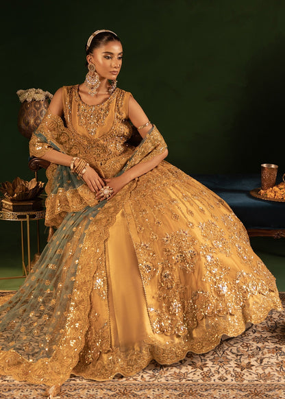 Ladies Gold Hand Embellished Net Salwar Suit Online in UK USA Canada