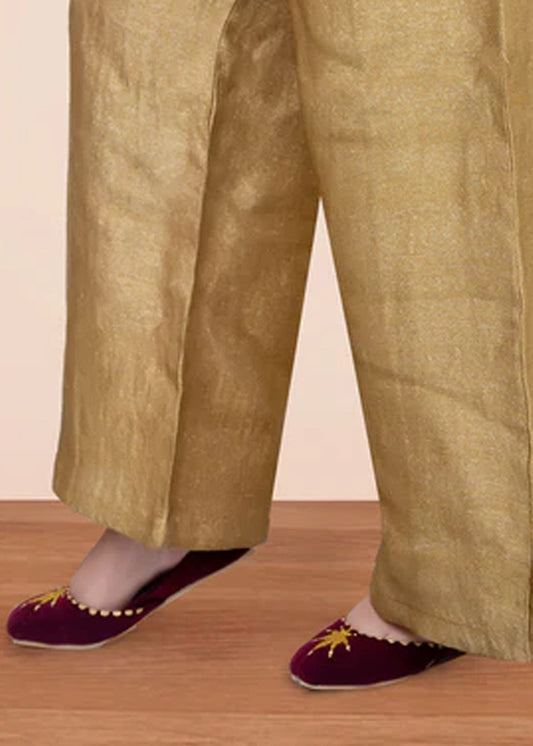 Ladies Gold Zari Straight Trouser Salwar Kameez Online in KSA Riyadh Saudi Arabia Oman Bahrain Qatar