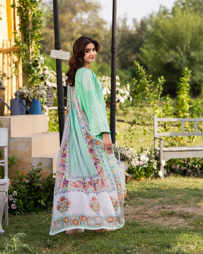 Ladies Green Chiffon Embroidered Salwar Kameez Online in KSA Riyadh Saudi Arabia Oman Bahrain Qatar