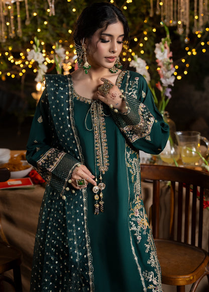 Ladies Green Embellished Raw Silk Shalwar Kameez Online in UK USA Canada