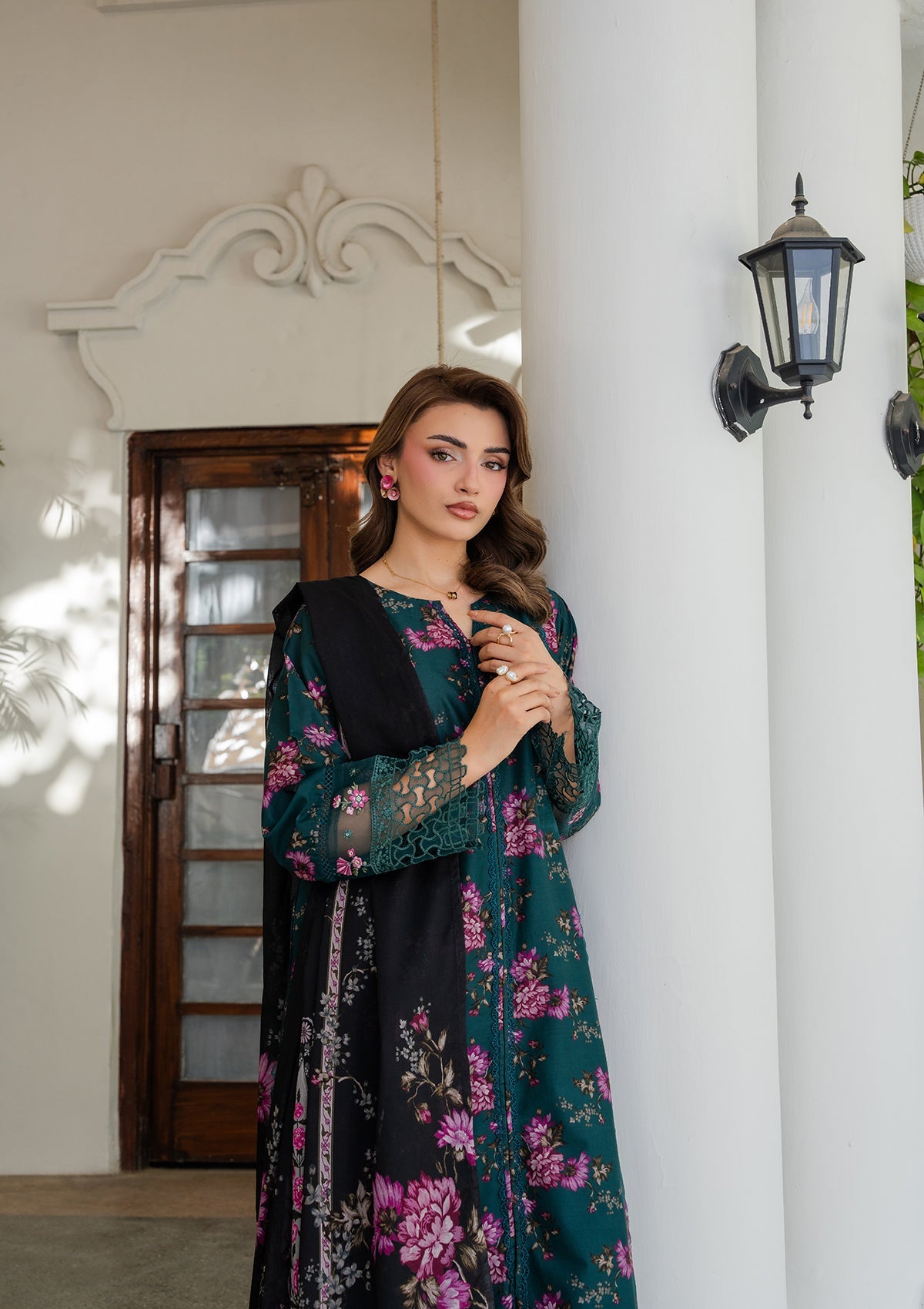 Ladies Green Embroidered Lawn Shalwar Kameez Online in UK USA Canada