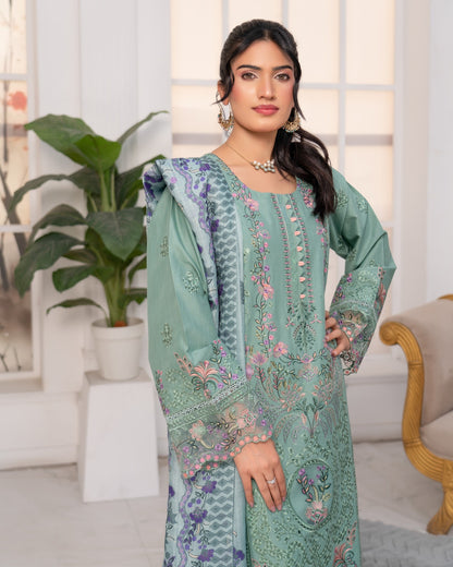 Ladies Green Embroidered Shalwar Kameez Online in UK USA Canada