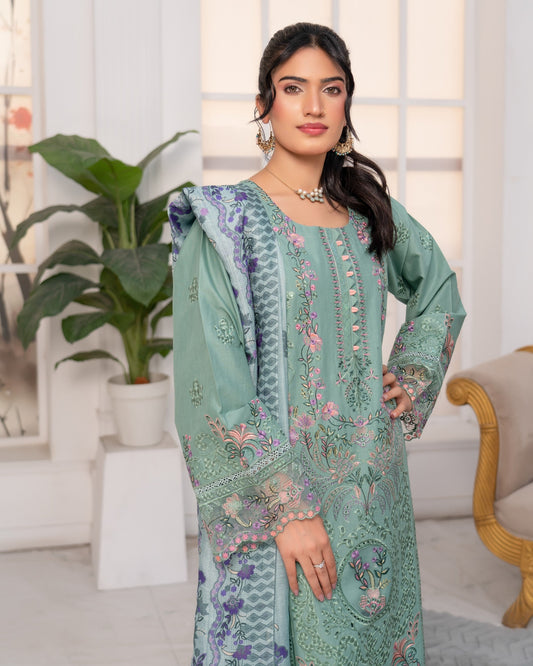 Ladies Green Embroidered Shalwar Kameez Online in UK USA Canada