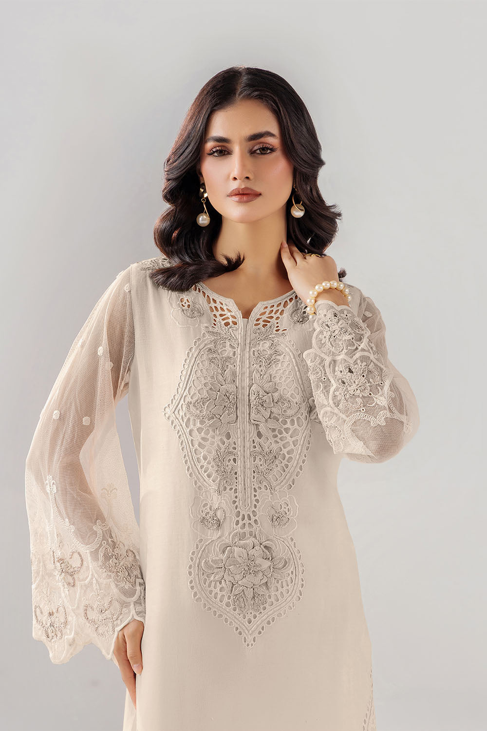 Ladies Grey Cotton Designer Suit Online in UK USA Canada