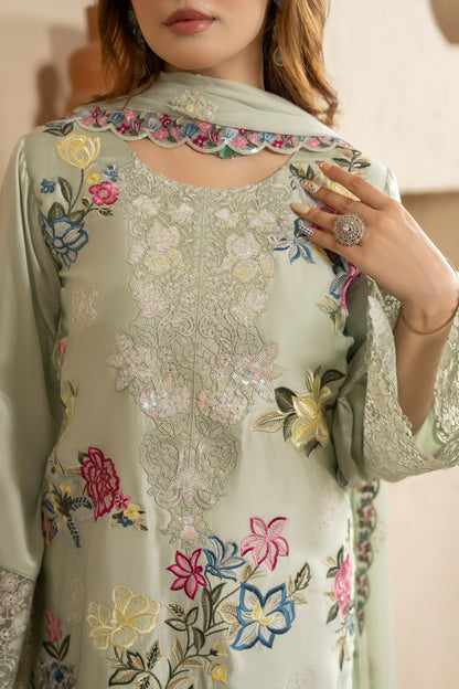 Ladies Grey Embroidered Russian Grip Shalwar Kameez Online in UK USA Canada