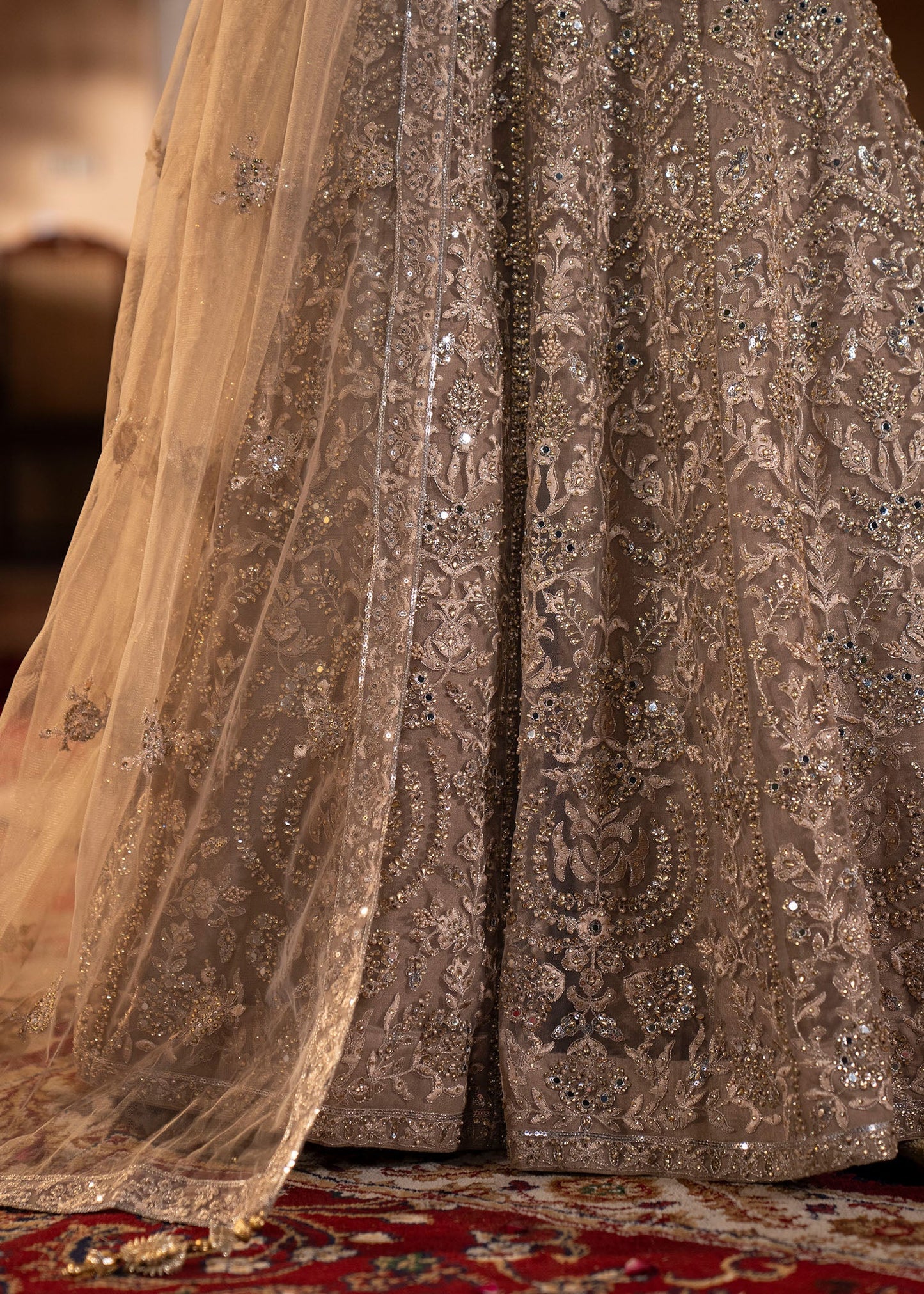 Ladies Grey Net Festive Wear Shalwar Kameez Online in UK USA Canada
