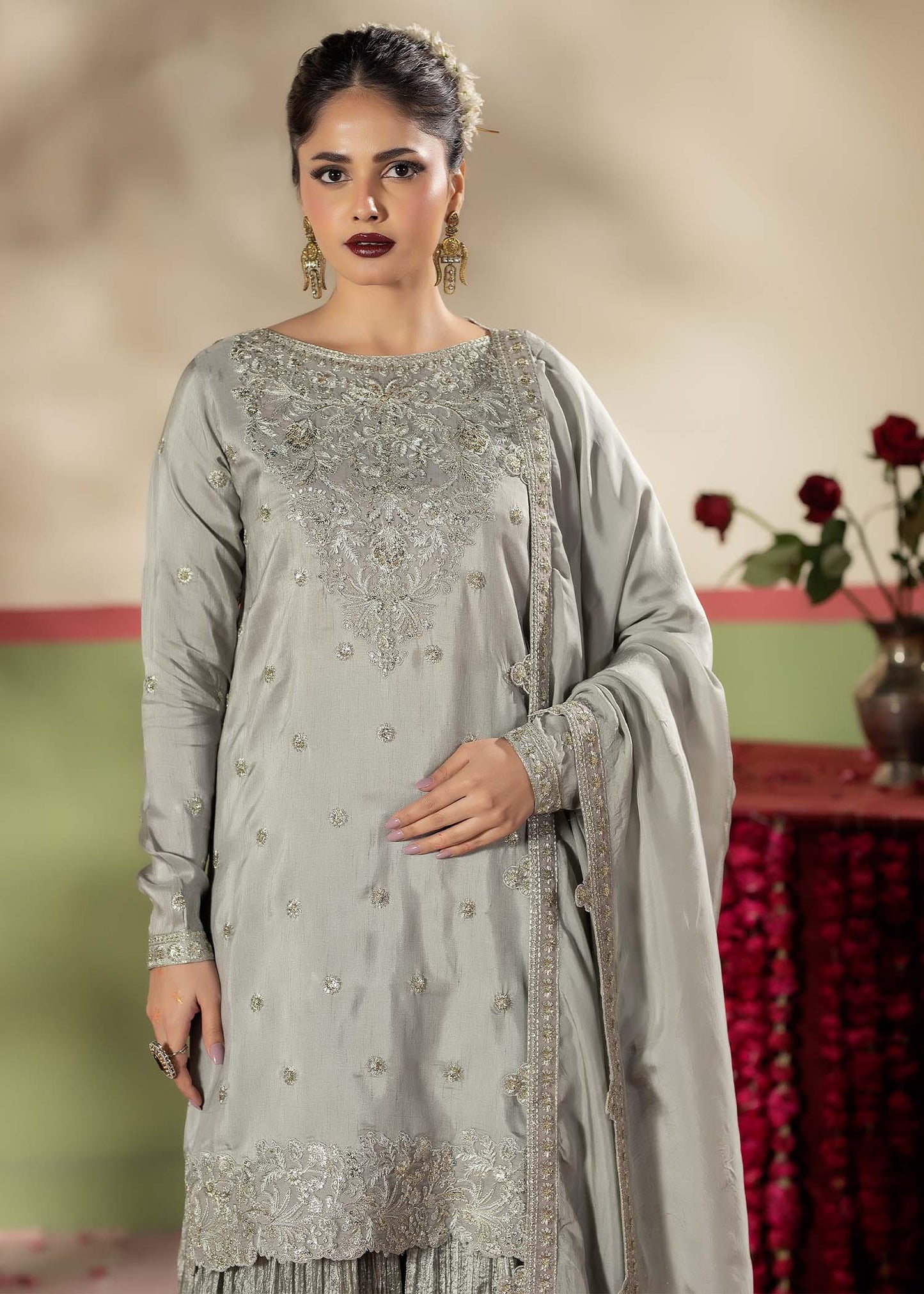 slim fit dress slacks GREY SHARARA SUIT main image 0