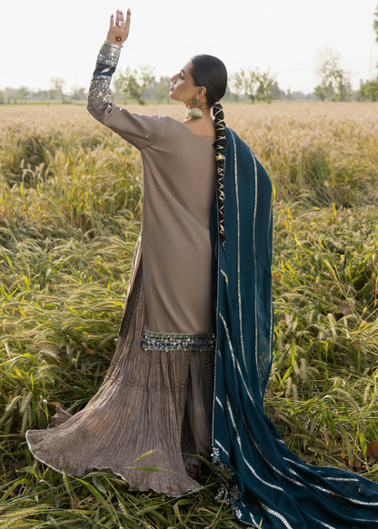 Ladies Grey Silk Sharara Gharara Online in UK USA Canada