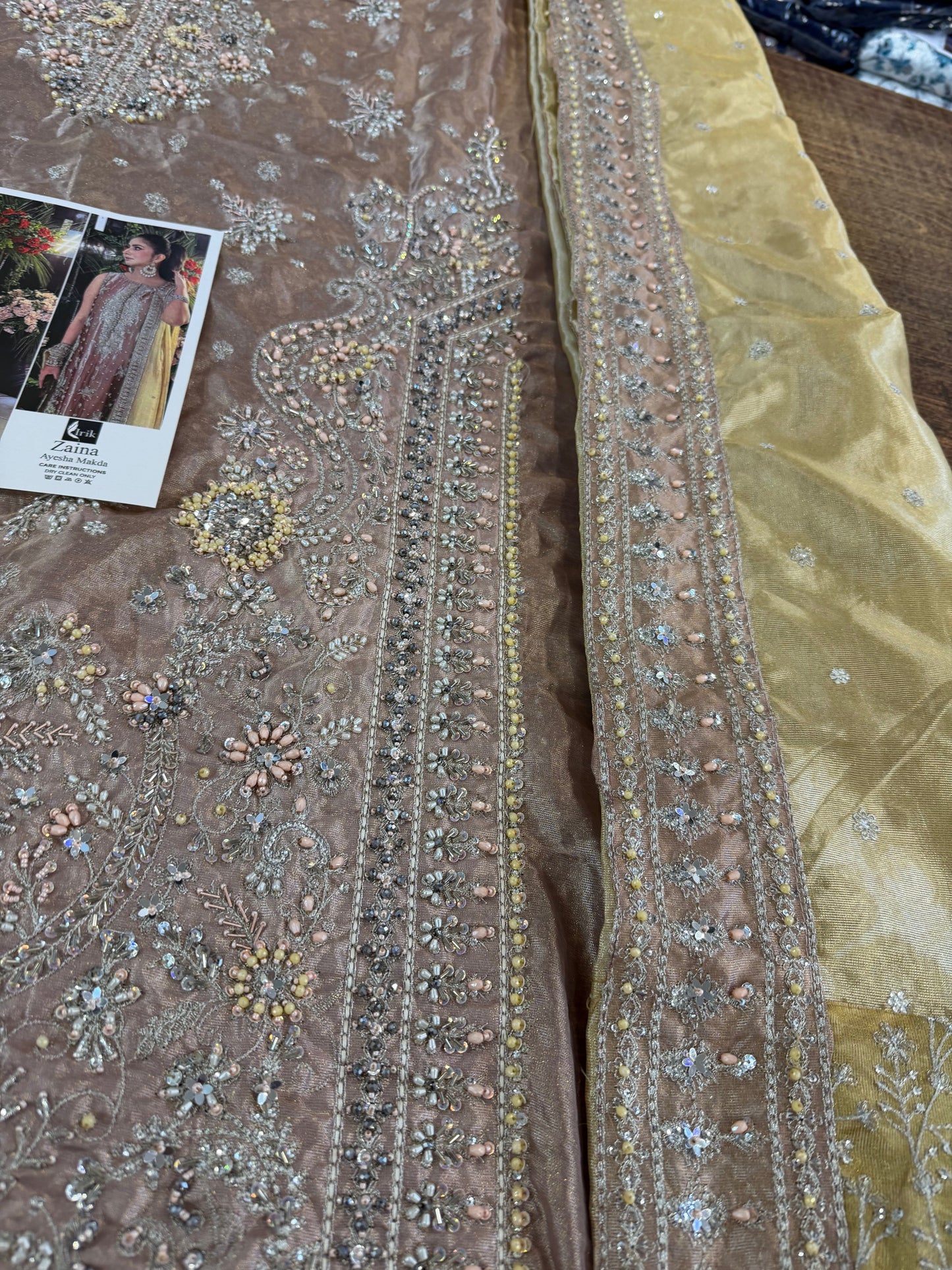 Ladies Hand Embellished Silver Gold mesuri bridal Partywear Suit Online in UK USA Canada