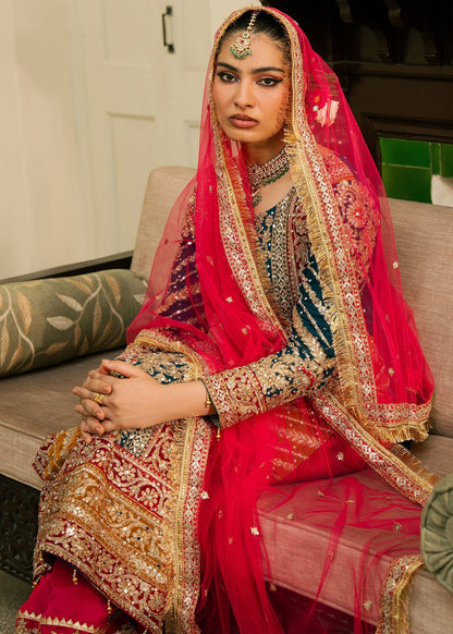 Ladies Hot Pink Chiffon Gharara Suit Online in UK USA Canada