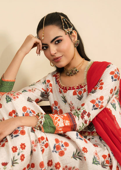 Ladies Ivory Digital Print Pishwas Online in UK USA Canada