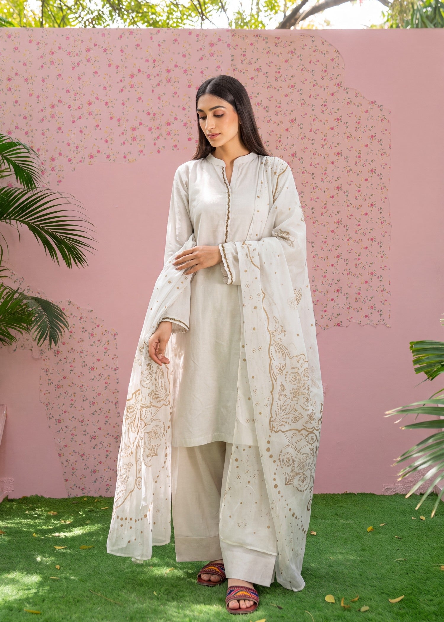 Ladies Ivory Embellished Shalwar Kameez Online in UK USA Canada