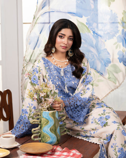 Ladies Ivory Embroidered Lawn Ready to Wear Salwar Kameez Online in Sri Lanka India Australia