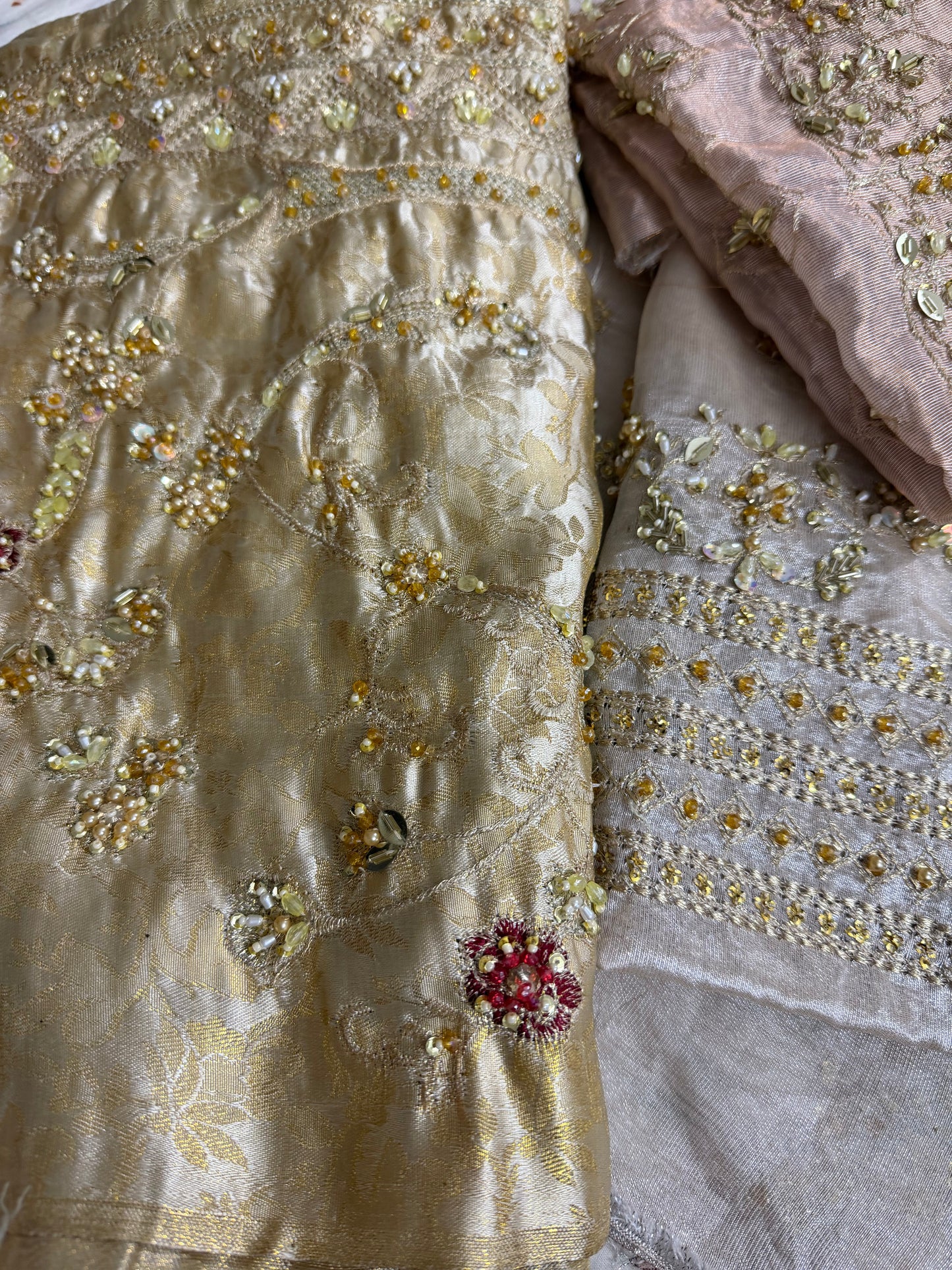 Ladies Ivory Gold Hand Embellished Gharara Sharara Online in UK USA Canada