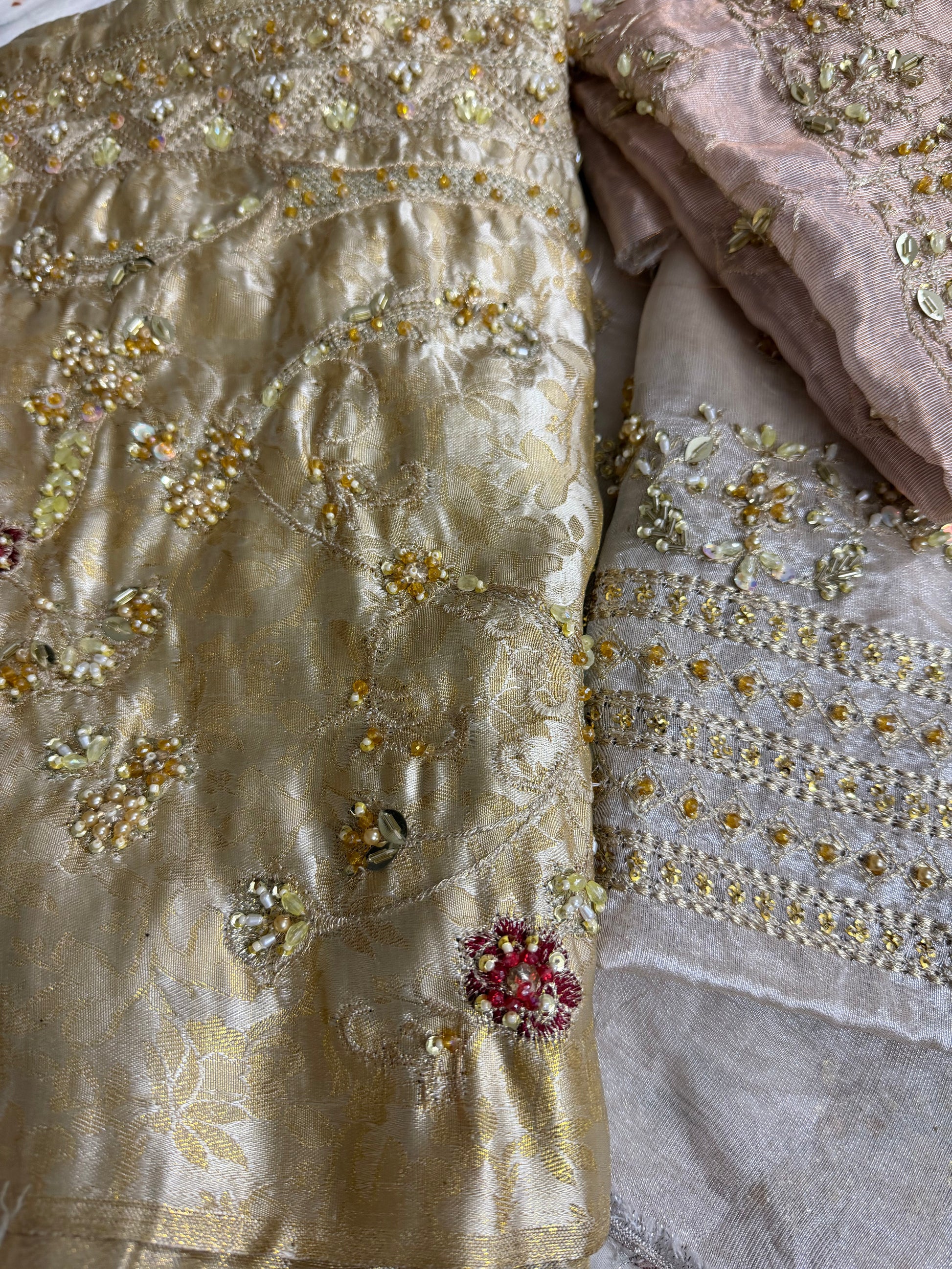 Ladies Ivory Gold Hand Embellished Gharara Sharara Online in UK USA Canada