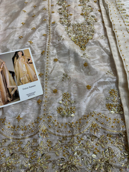 Ladies Ivory Gold Hand Embellished Sharara Lehenga Online in UK USA Canada