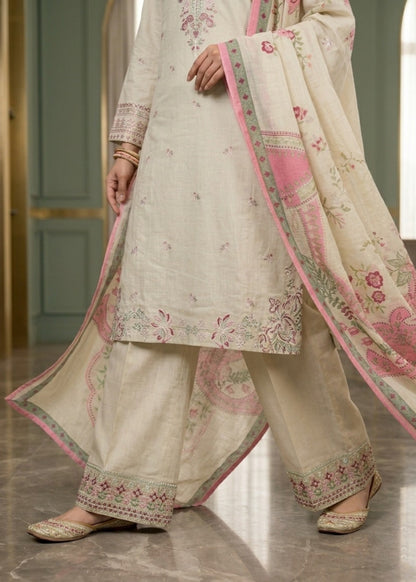 Ladies Ivory Lawn Embroidered Pakistani Suit Online in UK USA Canada