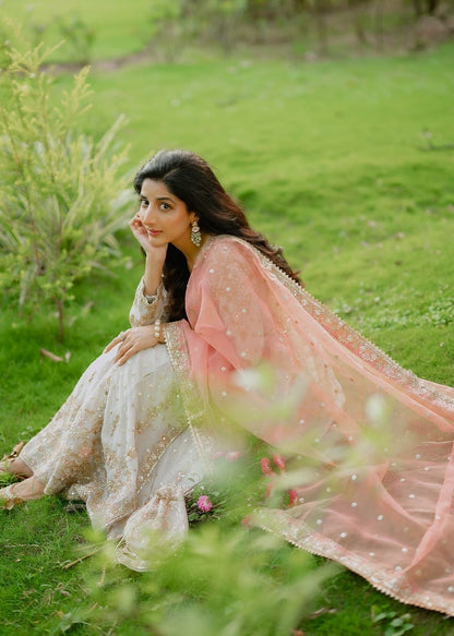 Ladies Ivory Organza Chiffon Formal Suit Online in UK USA Canada