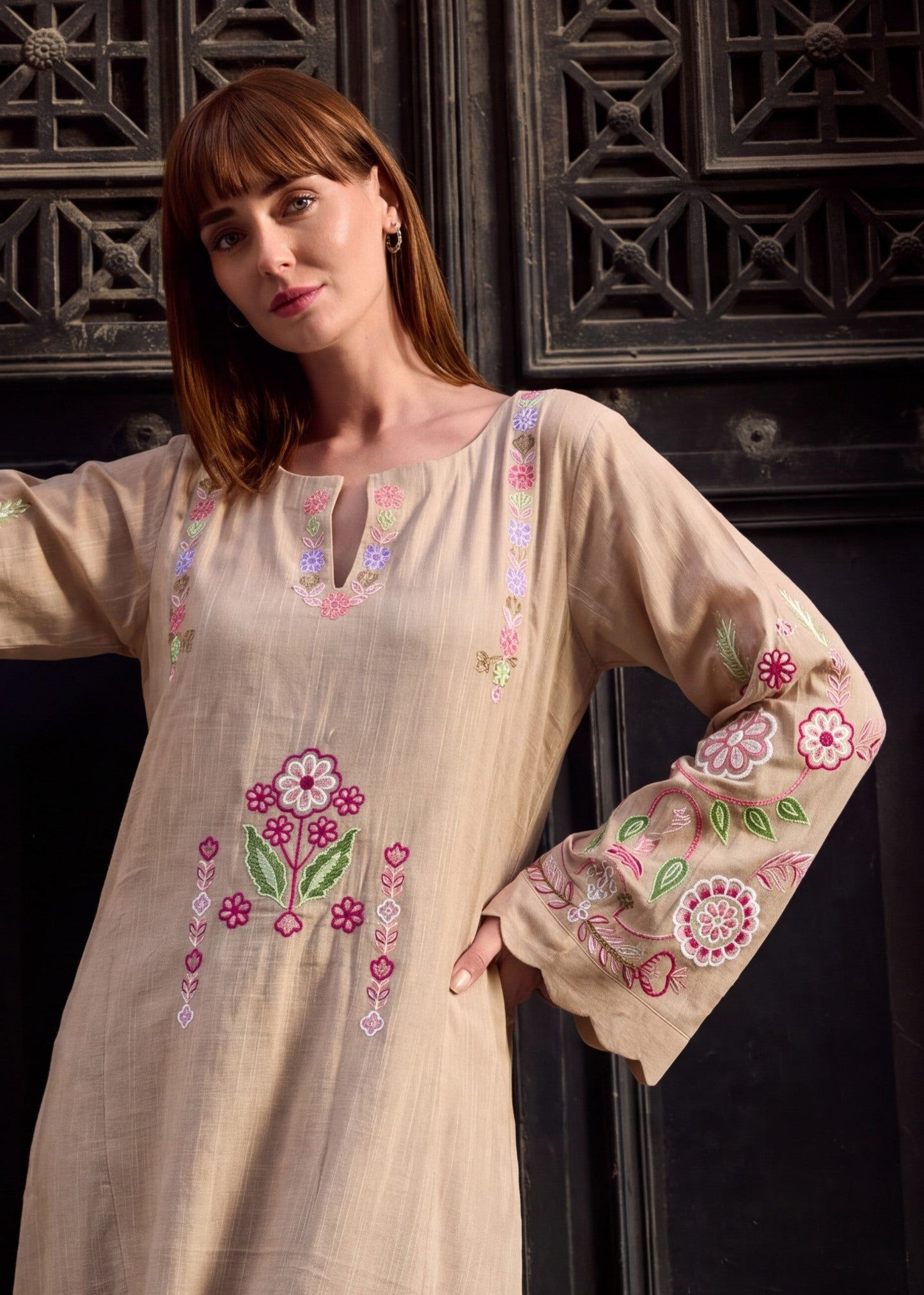 Ladies Lemon Chiffon Kaftan Suit Online in UK USA Canada