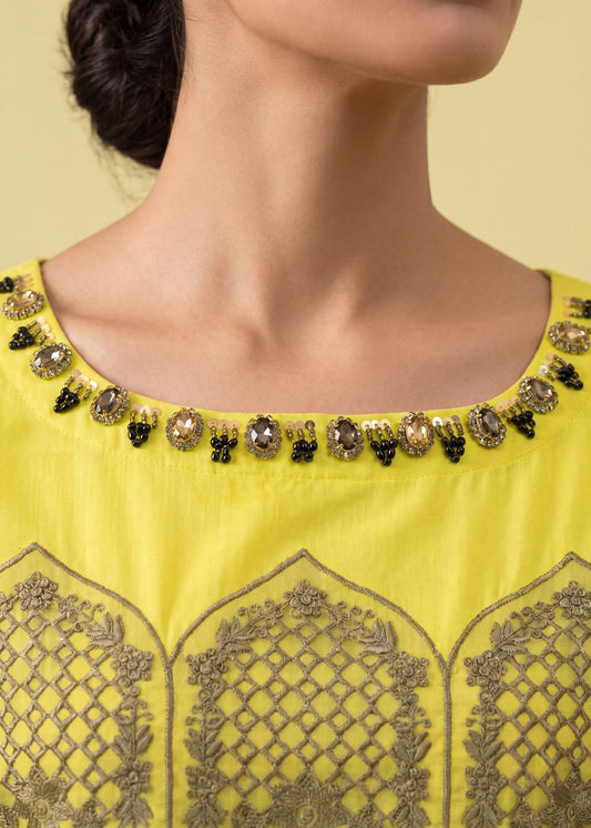 Ladies Lemon Embellished Lawn Shalwar Kameez Online in UK USA Canada
