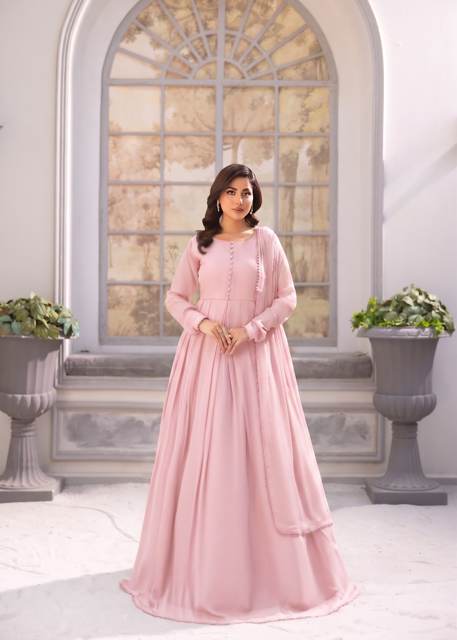 Ladies Light Pink Chiffon Festive Wear Salwar Suit Online in UK USA Canada