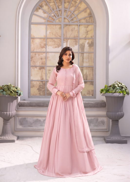 Ladies Light Pink Chiffon Festive Wear Salwar Suit Online in UK USA Canada