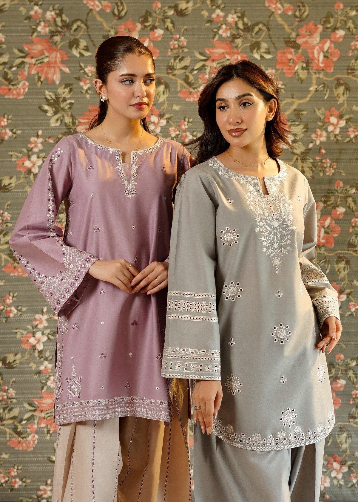 Ladies Lilac Lawn Farshi Shalwar Kurta Set Online in UK USA Canada