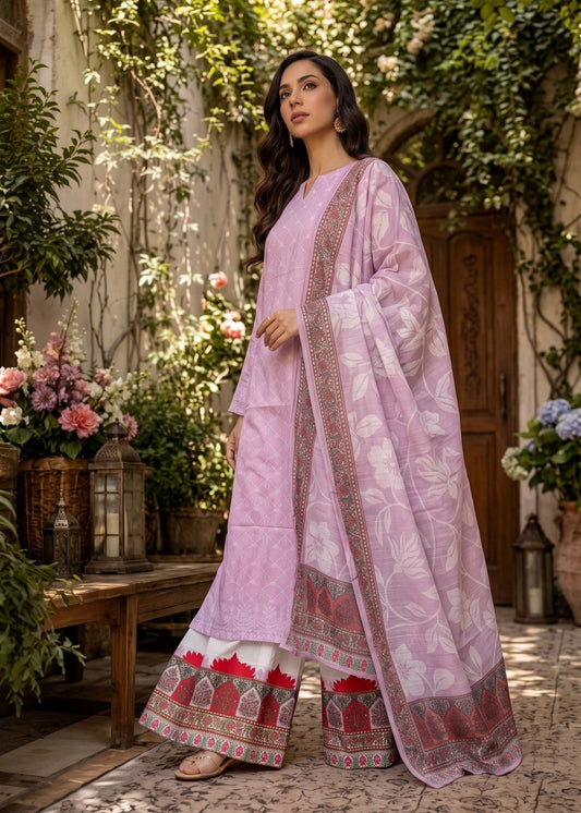 Ladies Lilac Poly Lawn Salwar Kameez Online in KSA Riyadh Saudi Arabia Oman Bahrain Qatar