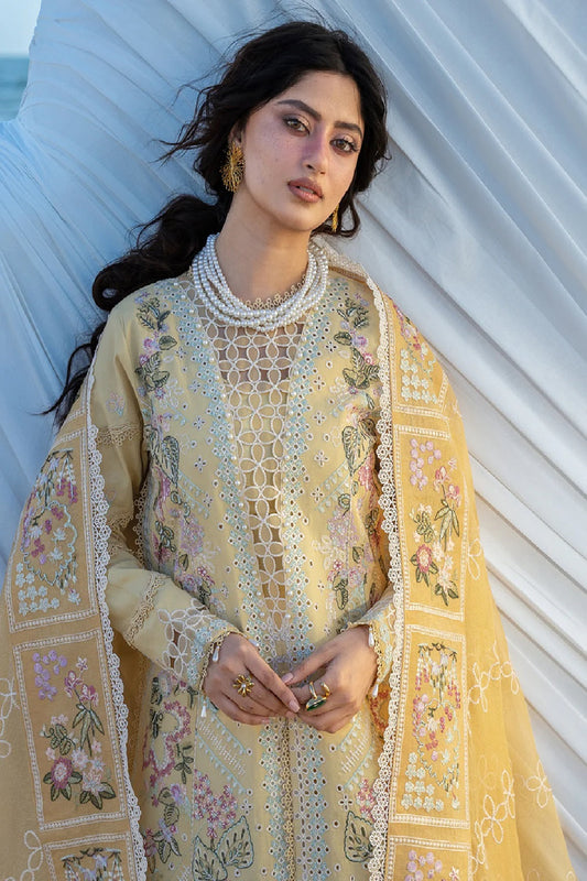 Ladies Lime Yellow Chikankari Lawn Dress Material Online in UK USA Canada